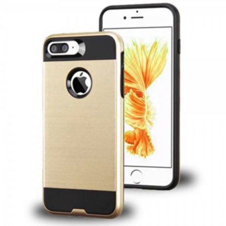 Hybrid Metal Brushed Shockproof Case - GOLD for iPhone 8P / 7P (Only Ground Shipping)