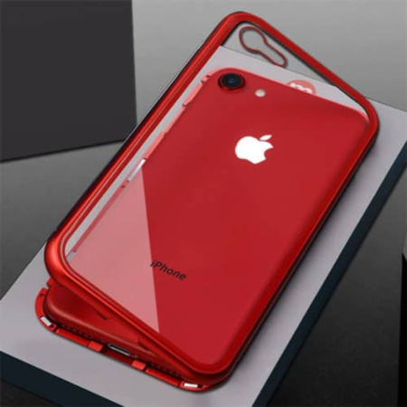 Ultra Slim Magnet Protective Case with Metal Frame - RED BORDER for iPhone 8P / 7P (Only Ground Shipping)