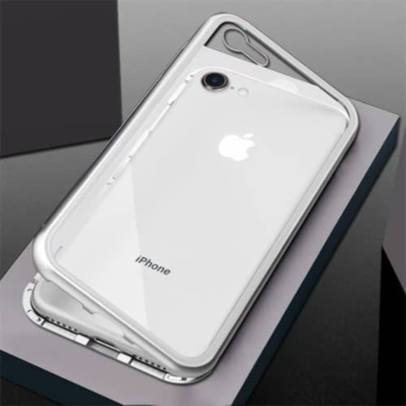 Ultra Slim Magnet Protective Case with Metal Frame - SILVER BORDE for iPhone 8P / 7P (Only Ground Shipping)