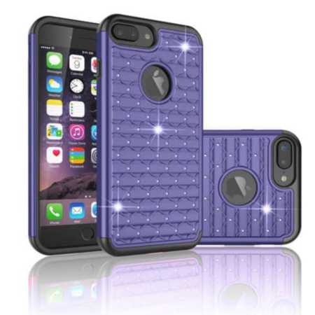Diamond Rhinestone Dual Layer Hybrid Case - NAVY BLUE for iPhone 8P / 7P (Only Ground Shipping)