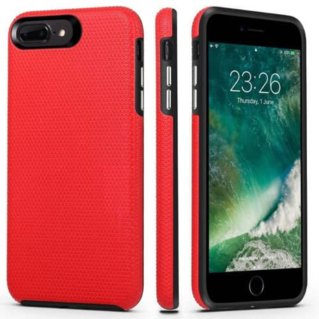 Shock Absorption Protective Dual Layer Case - RED for iPhone 7 / 8 (Only Ground Shipping)