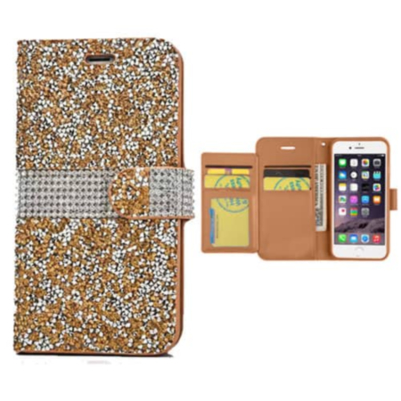 Diamond Crystal Wallet Case - GOLD for iPhone 8P / 7P (Only Ground Shipping)