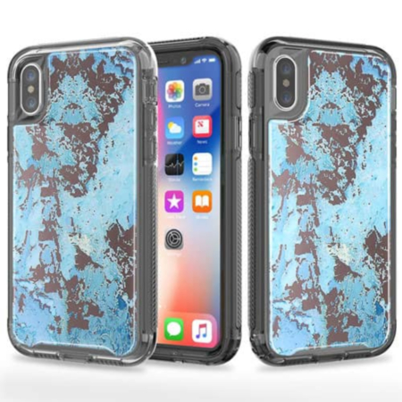 Marble Design BLACK Bumper Shockproof Case - BLUE for iPhone XR (Only Ground Shipping)