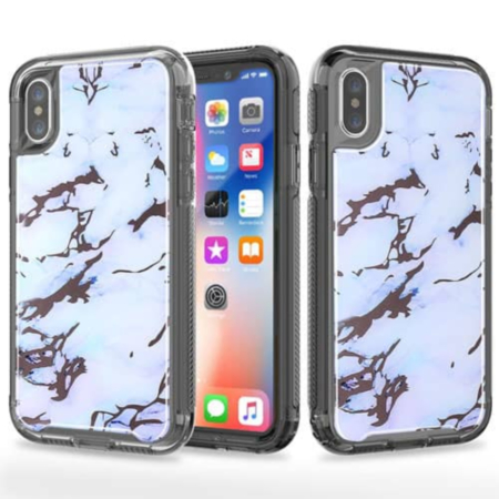 Marble Design BLACK Bumper Shockproof Case - PURPLE for iPhone XR (Only Ground Shipping)