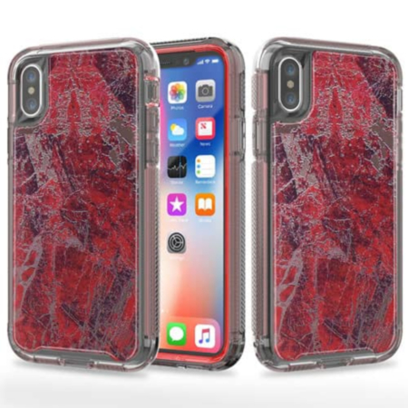 Marble Design BLACK Bumper Shockproof Case - RED for iPhone XR (Only Ground Shipping)