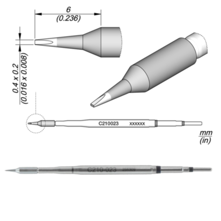 JBC C210-023 Chisel Cartridge 0.4 x 0.2