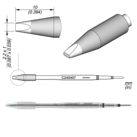 JBC C245407 Chisel Cartridge 2.2 x 1 HT