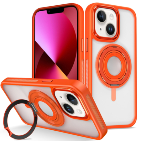 Skin Feel Transparent Case with Silicone Ring Holder - ORANGE for iPhone 12 / 12 Pro (Only Ground Shipping)