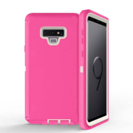 Galaxy Note 9 Heavy Duty Case Cover- PINK & WHITE (Only Ground Shipping)