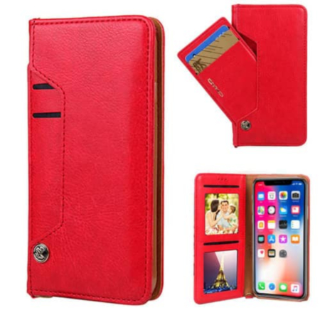 Luxury Leather Wallet Case with Credit Card Slot - RED for iPhone 11 Pro Max (Only Ground Shipping)