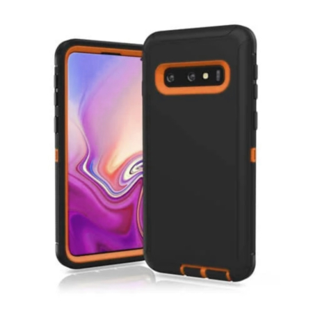 Heavy Duty Case for Galaxy S10 (BLACK & ORANGE) (Only Ground Shipping)