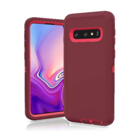 Heavy Duty Case for Galaxy S10 (MAROON & HOT PINK) (Only Ground Shipping)