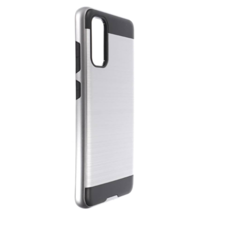 Galaxy S20 Hybrid Metal Brushed Case- SILVER (Only Ground Shipping)