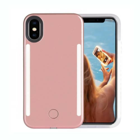 Selfie Case LED Light Up Front & Back (Version 2) ROSE GOLD for iPhone XR (Only Ground Shipping)