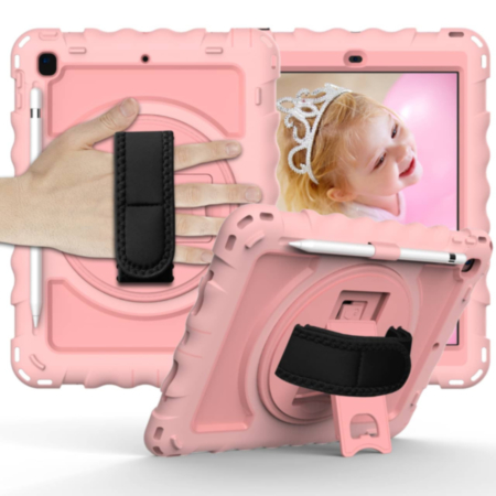 360 Hand Strap Silicone Case - ROSE GOLD for iPad 5 (2017) / iPad 6 (2018) / Air 1 / 2 / Pro 9.7 (Only Ground Shipping)