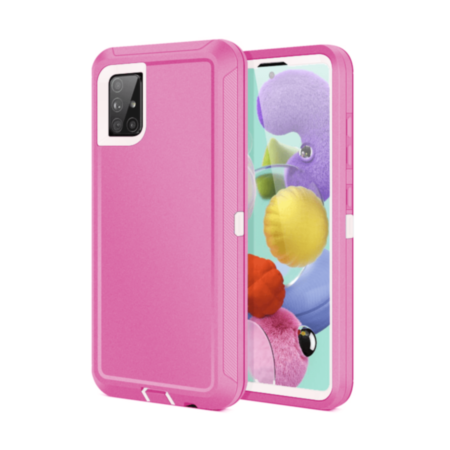 Heavy Duty Case for Galaxy A71 (LIGHT PINK & WHITE) (Only Ground Shipping)