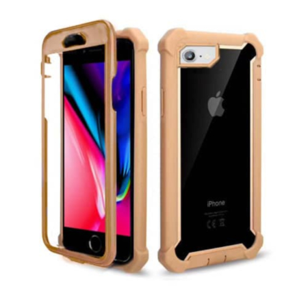 3in1 Hybrid Clear Soft TPU Hard PC Back Cover Case - GOLD for iPhone 8P / 7P (Only Ground Shipping)