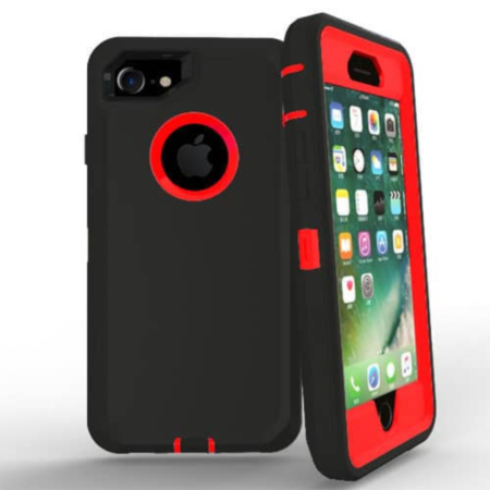 Heavy Duty Case for iPhone 7 / 8 (BLACK & RED) (Only Ground Shipping)