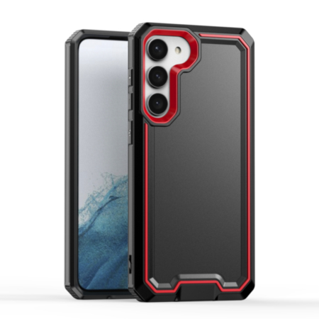 Slim Non-Slip Transparent Matte Case - BLACK & RED for Galaxy S23 (Only Ground Shipping)