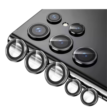 Camera Lens Protector with Metal Ring for Galaxy S23 Ultra (Black)