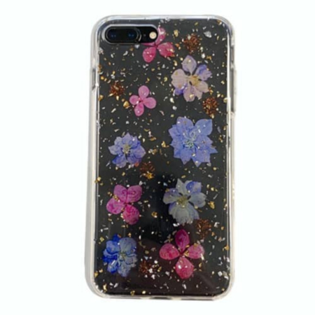 Real Flower Silicone Case - PURPLE for iPhone 8P / 7P (Only Ground Shipping)