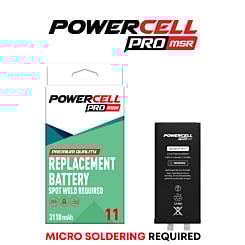 Purchase the POWERCELL PRO MSR Replacement Battery for iPhone 11, spot weld required, 3110 mAH.