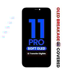 Purchase the OLED assembly for iPhone 11 Pro, aftermarket QV8 soft. Includes exclusive OLED breakage warranty.

