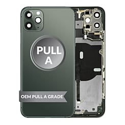 Shop the Back Housing Frame in Midnight Green, OEM Pull A Grade, with small components pre-installed for iPhone 11 Pro Max.