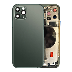 Order the back housing frame with small components pre-installed for iPhone 11 Pro, no logo, in Midnight Green.

