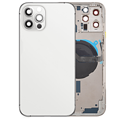 Grab the wholesale deals on the Back Housing Frame with Small Components Pre-Installed for iPhone 12 Pro Max NO LOGO SILVER.

