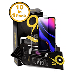 Order the Premium 2.5D Clear Tempered Glass for iPhone 13, 13 Pro, 14, or 16e – Pack of 10.