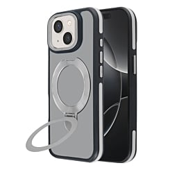 Matte Transparent Case w/ Wireless Charging Kickstand - GRAY for iPhone 13 / 14 (Only Ground Shipping)