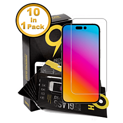 Order the Clear Tempered Glass for iPhone 14 Pro Max, 2.5D, pack of 10, premium quality.
