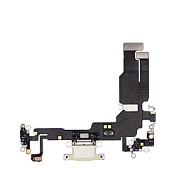 Shop the charging port flex cable for iPhone 15 in yellow, aftermarket version.