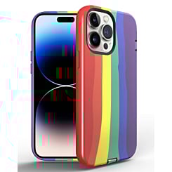 Thinner Heavy Duty Rainbow Case - RAINBOW for iPhone 15 Pro (Only Ground Shipping)