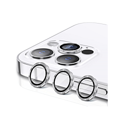 Stock up on the metal ring with HD tempered glass for iPhone 15 Pro and 15 Pro Max in white.
