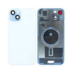 Buy the Back Glass with Frame and MagSafe Magnet for iPhone 15 Plus, no logo, in blue.
