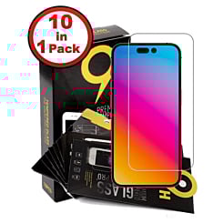 Shop the clear tempered glass for iPhone 15 Plus and 15 Pro Max — 2.5D, pack of 10.