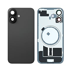 Back Glass with Frame and MagSafe Magnet for iPhone 16 (NO LOGO) (BLACK)