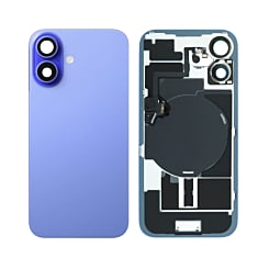 Back Glass with Frame and Wireless NFC Charging Flex and MagSafe Magnet for iPhone 16 (NO LOGO) (ULTRAMARINE)