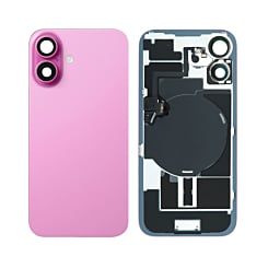 Back Glass with Frame and Wireless NFC Charging Flex and MagSafe Magnet for iPhone 16 (NO LOGO) (PINK)