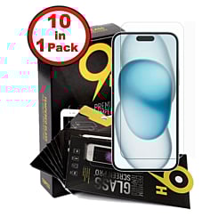 Buy the clear tempered glass for iPhone 16 with 2.5D design in a pack of 10.