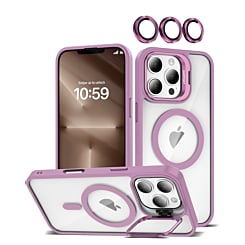 Transpalet Silicone case & Camera stand w/ Camera Lens - LIGHT PURPLE for iPhone 16 Pro Max (Only Ground Shipping)