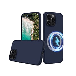 Soft Solid Silicone Case with Wireless Charging - NAVY for iPhone 16 Pro Max (Only Ground Shipping)