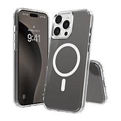 Wireless Charging Clear Case w/ Metal Camera Frame - BLACK for iPhone 16 Pro Max (Only Ground Shipping)