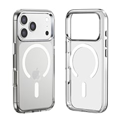 Wireless Charging Clear Case w/ Metal Camera Frame - BLACK for iPhone 17 Pro Max (Only Ground Shipping)