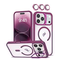 Thin Magnetic Clear Case w/ Camera Stand & Camera Cover - WINE for iPhone 17 Pro Max (Only Ground Shipping)