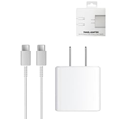 Super Fast USB-C Wall Adapter /w USB C-C Charging Cable (45W) (3ft) (WHITE) (Only Ground Shipping)