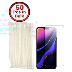 Shop the iPhone 13 Mini Clear Tempered Glass 2.5D, Pack of 50.

