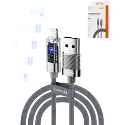 Toocki USB A-L Non-MFI Fast Charging Data Cable w/ Blue Charging Indicator Light (GRAY) (12W) (6ft) (Only Ground Shipping)